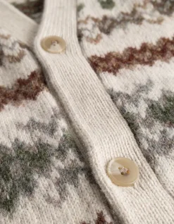 Les Deux Hordur Fair Isle Cardigan Light Desert Sand