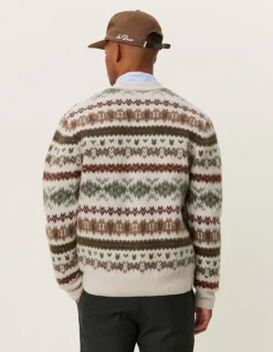 Les Deux Hordur Fair Isle Cardigan Light Desert Sand