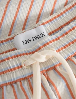 Les Deux Stan Stripe Seersucker Swim Shorts Ivory/Baked Papaya