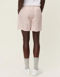 Les Deux Stan Stripe Seersucker Swim Shorts Ivory/Baked Papaya