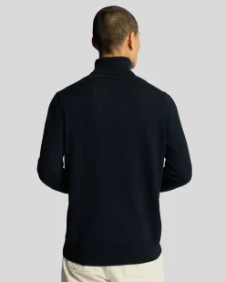 Lyle & Scott Cotton Merino Turtleneck Jumper Dark Navy