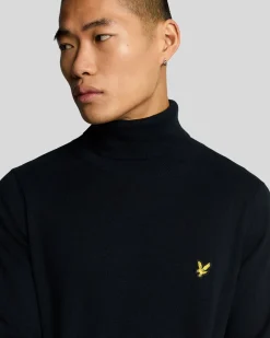 Lyle & Scott Cotton Merino Turtleneck Jumper Dark Navy