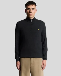 Lyle & Scott Lambswool Blend 1/4 Zip Jumper Jet Black Marl