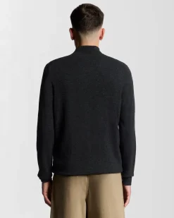 Lyle & Scott Lambswool Blend 1/4 Zip Jumper Jet Black Marl