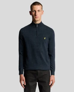 Lyle & Scott Lambswool Blend 1/4 Zip Jumper Dark Navy Marl