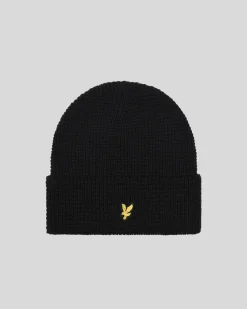 Lyle & Scott Waffle Beanie Jet Black