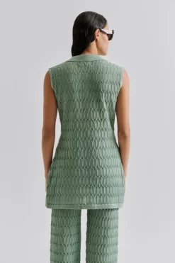 Malina Hele Long Structure Knitted Vest Sage