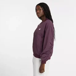 New Balance Graphic Woven Bomber Jacket Plum Brown
