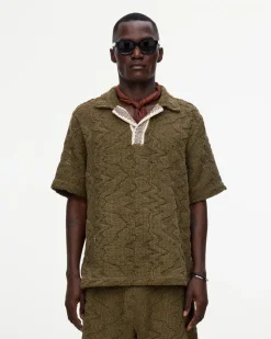 OAS Verve Palmer Crochet Shirt Pine