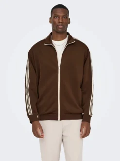 Only & Sons Onsriber Ls Zip Stripe Track Sweat Potting Soil