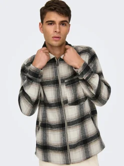 Onsaustin Wool Zip Overshirt White