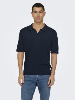 Onsgeorge Reg Linen Polo Shirt Dark Sapphire