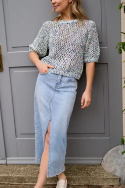 Red Button Alina Skirt Frontslit Bleach