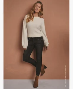 Red Button Sissy Black Denim & Embroidery