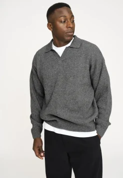 Resteröds Kane Wool Polo Knit Gray