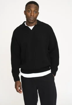 Resteröds Kane Wool Polo Knit Black