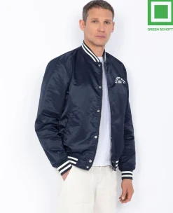 Schott Princeton Nylon Varsity Jacket Midnight