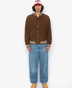 Schott Suede Varsity Jacket Light Brown