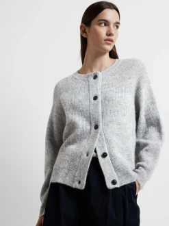 Selected Femme Lulu Short Cardigan Light Grey Melange