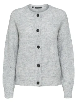 Selected Femme Lulu Short Cardigan Light Grey Melange