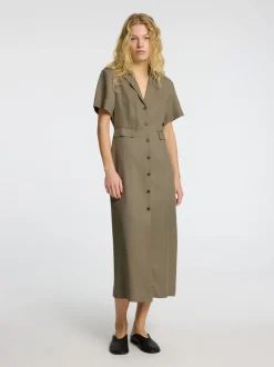 Selected Femme Natuk Buttoned Ankle Dress Vetiver