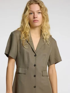 Selected Femme Natuk Buttoned Ankle Dress Vetiver