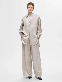 Selected Femme Selene Satin Shirt Dove