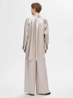 Selected Femme Selene Satin Shirt Dove