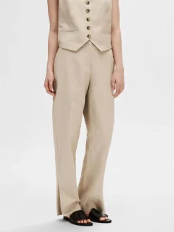 Selected Femme Sine-Eliana Linen Straight Pant Humus