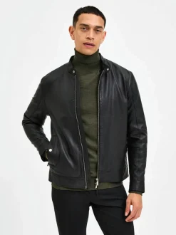 Selected Homme Archive Classic Leather Jacket Black