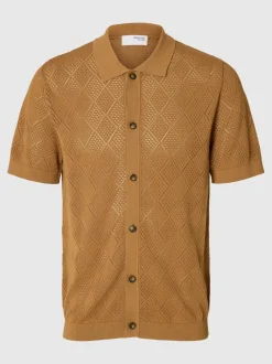 Selected Homme Arco Knit Structure Polo Shirt Chipmunk