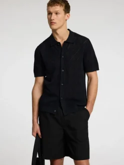 Selected Homme Arco Knit Structure Polo Shirt Black
