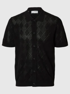 Selected Homme Arco Knit Structure Polo Shirt Black