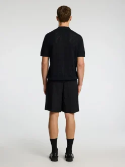 Selected Homme Arco Knit Structure Polo Shirt Black