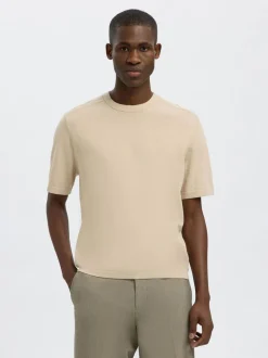 Selected Homme Berg Knit Tee Oatmeal
