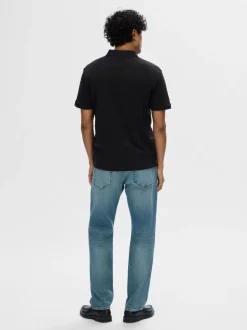 Selected Homme Fave Zip Polo Black