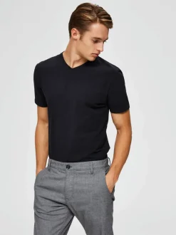 Selected Homme New Pima V-Neck Black