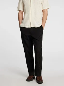 Selected Homme Reg Tape Ace Thais Summer Pant Black