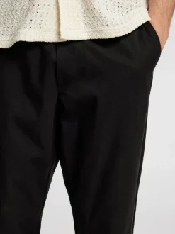 Selected Homme Reg Tape Ace Thais Summer Pant Black