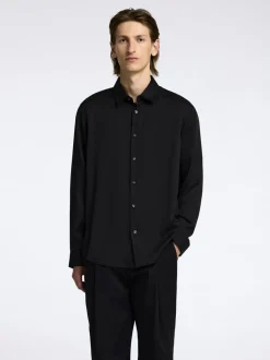 Selected Homme Relax Charlie Satin Shirt Black