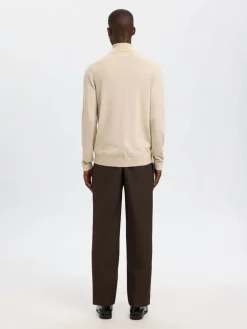 Selected Homme Tray Merino Roll Neck Sweater Oatmeal