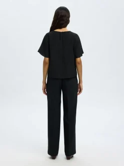 Slflorenza Cowl Neck Top Black