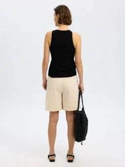 Slftrixie Knit Button Top Black