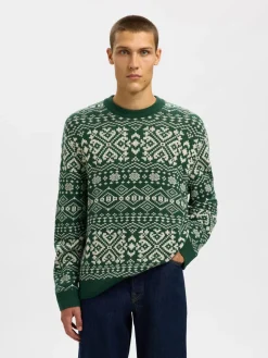 Slhholger Jaquard Knit Dark Green