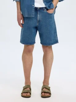 Slhreg Alex Mid Blue Denim Shorts