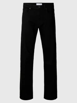Slh196-Straight Ben Stay Black Jeans