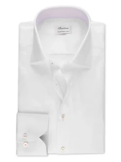 Stenströms Slimline White Contrast Twill Shirt