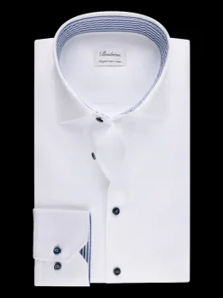 Stenströms Slimline White Contrast Twill Shirt