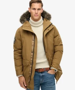 Superdry Everest Faux Fur Parka Jacket Kangaroo Brown