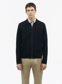 Tiger of Sweden Celyn Wool Blend Zip-up Cardigan Dark Blue